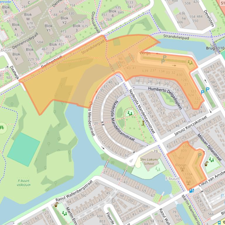 Kaart van postcodegebied 1102BA.
