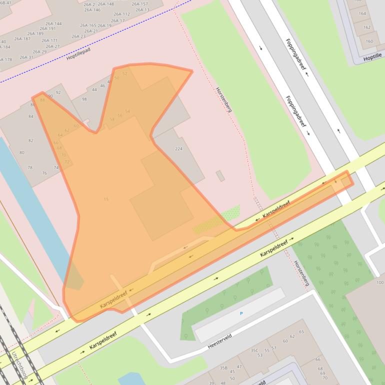 Kaart van postcodegebied 1102BB.