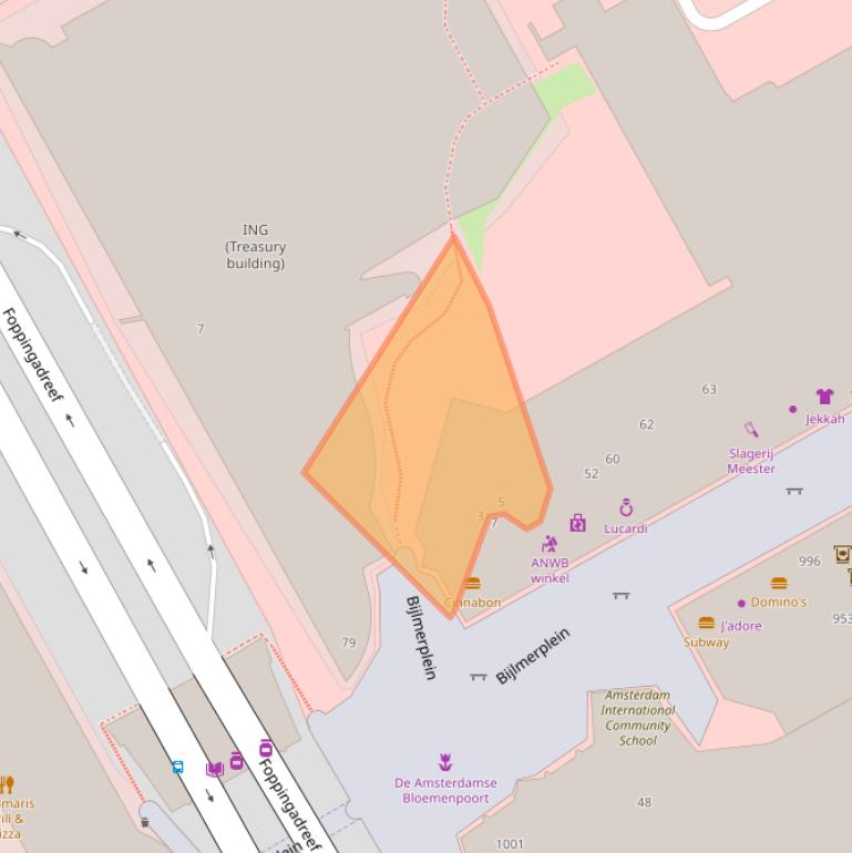 Kaart van postcodegebied 1102BE.