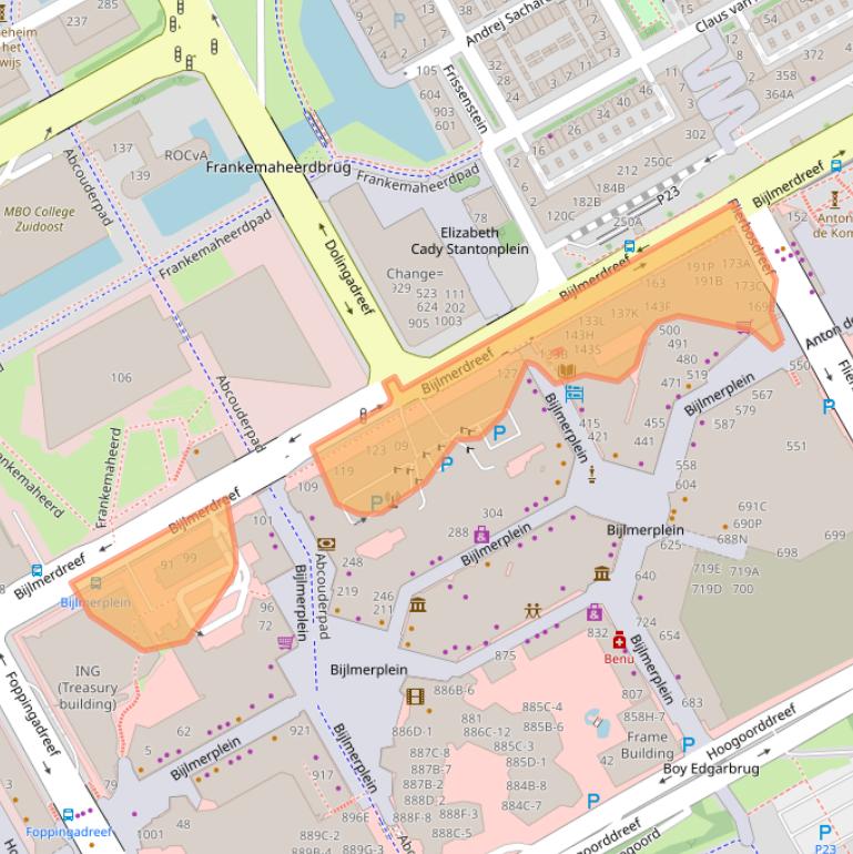 Kaart van postcodegebied 1102BP.