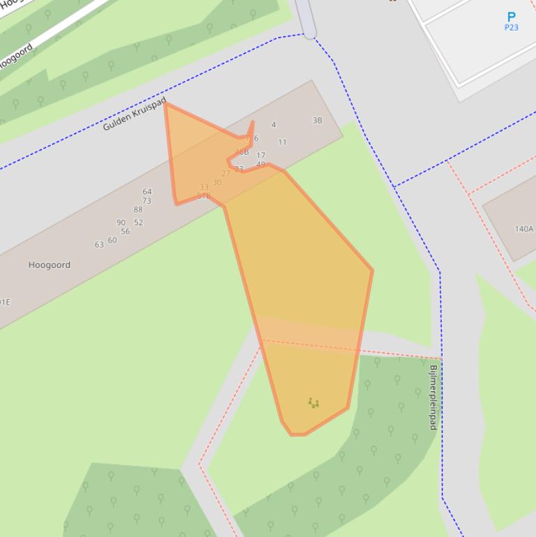 Kaart van postcodegebied 1102CB.