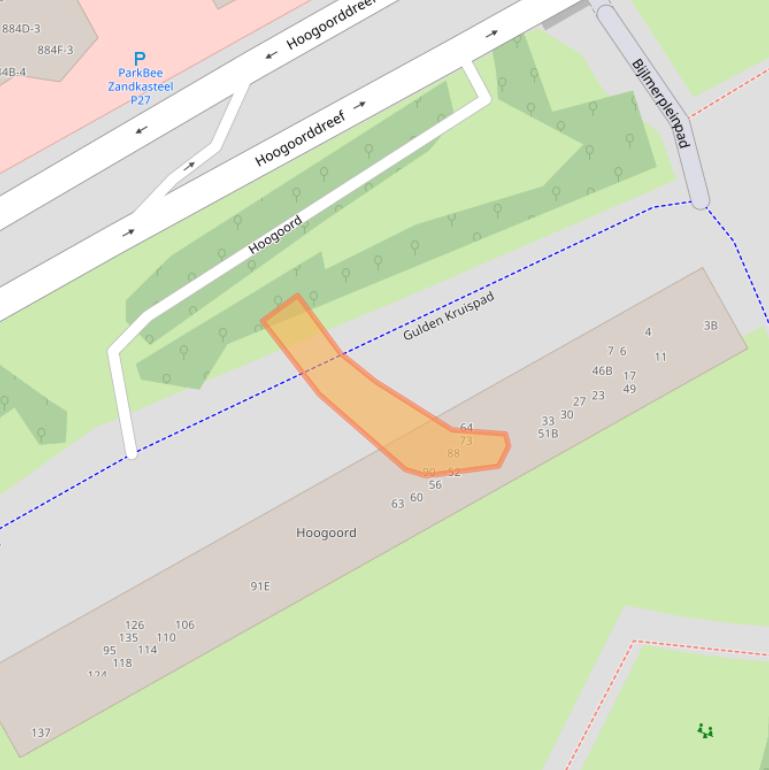 Kaart van postcodegebied 1102CD.