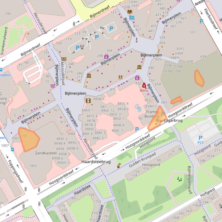 Kaart van postcodegebied 1102CP.