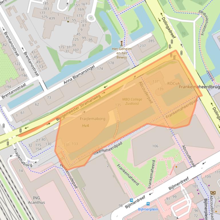 Kaart van postcodegebied 1102CV.