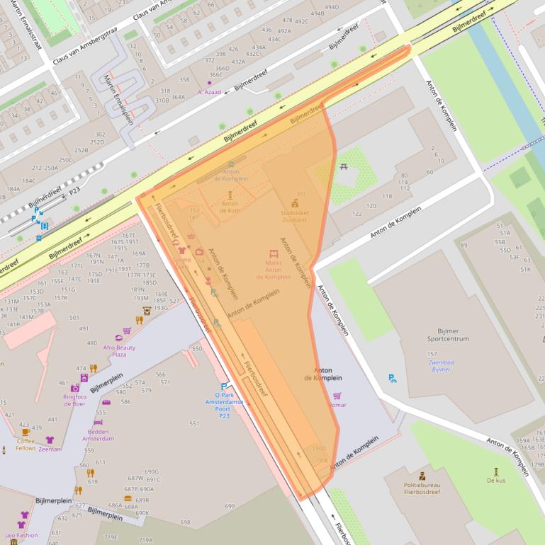 Kaart van postcodegebied 1102CW.