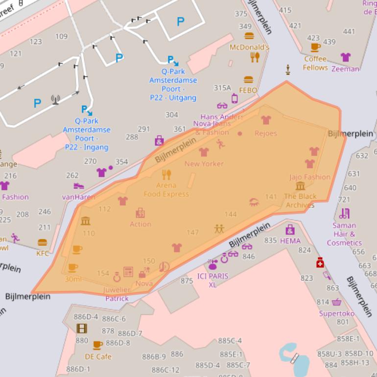 Kaart van postcodegebied 1102DB.