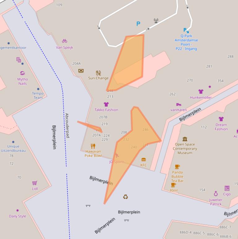 Kaart van postcodegebied 1102DE.