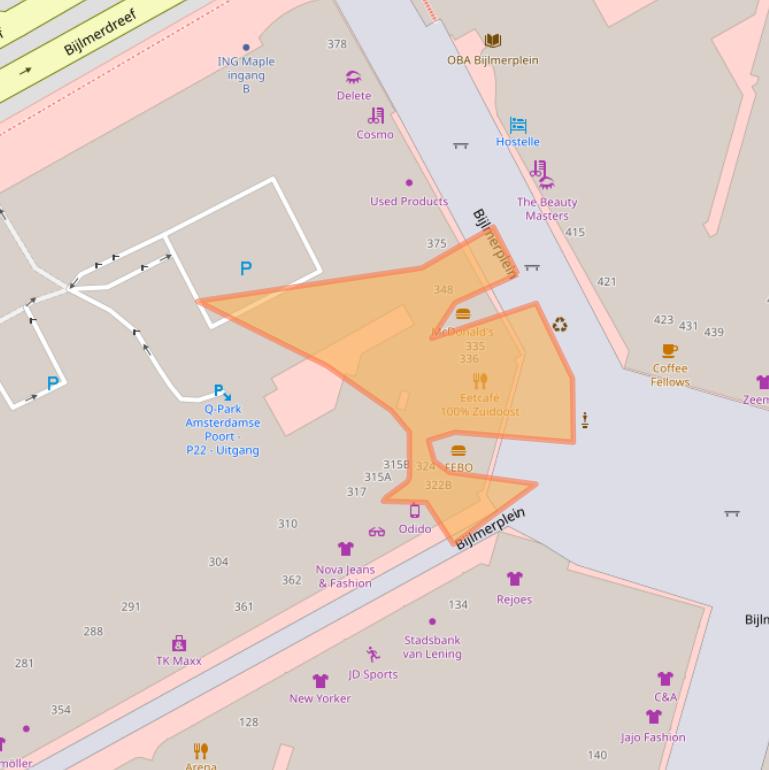 Kaart van postcodegebied 1102DJ.