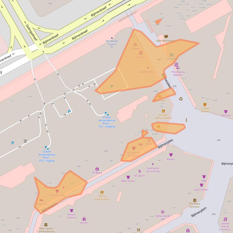 Kaart van postcodegebied 1102DK.