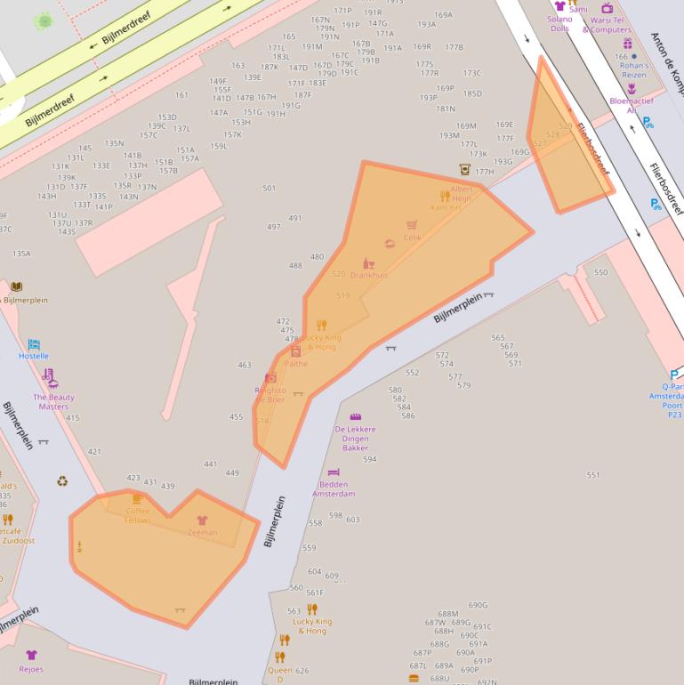 Kaart van postcodegebied 1102DP.