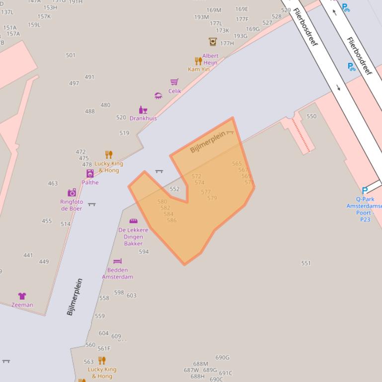 Kaart van postcodegebied 1102DT.