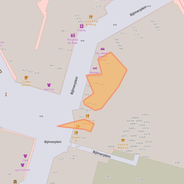 Kaart van postcodegebied 1102DV.