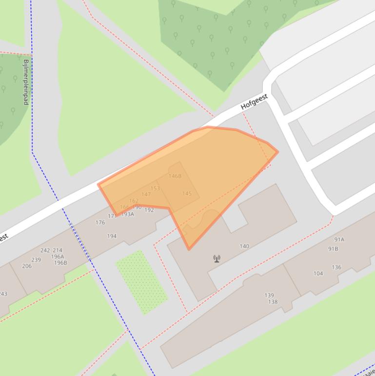 Kaart van postcodegebied 1102EH.