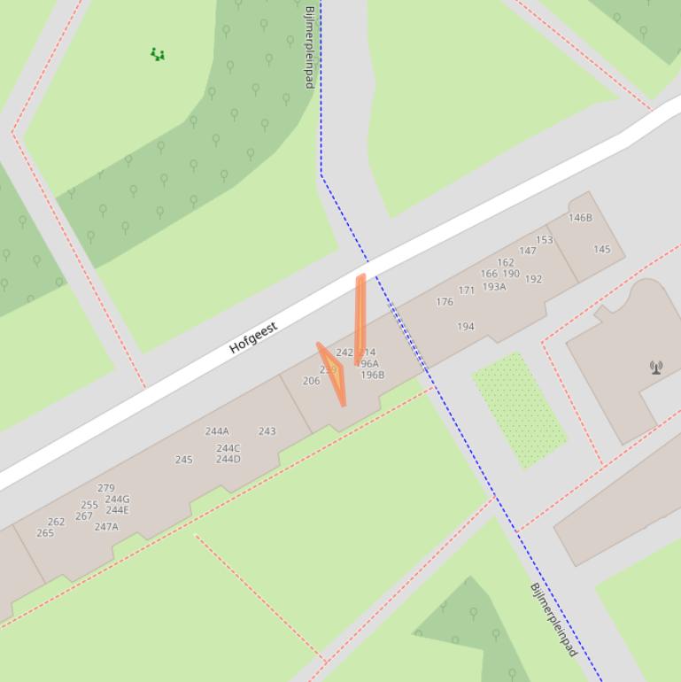 Kaart van postcodegebied 1102EL.