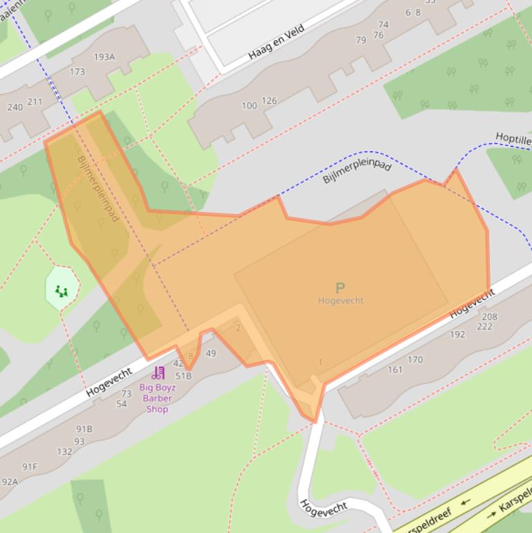 Kaart van postcodegebied 1102HA.