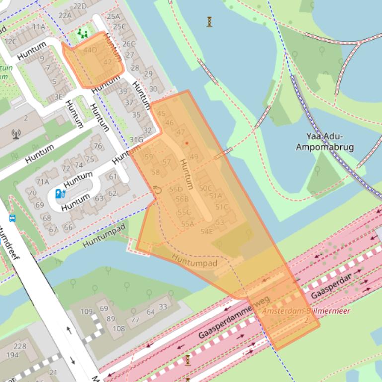 Kaart van postcodegebied 1102JD.