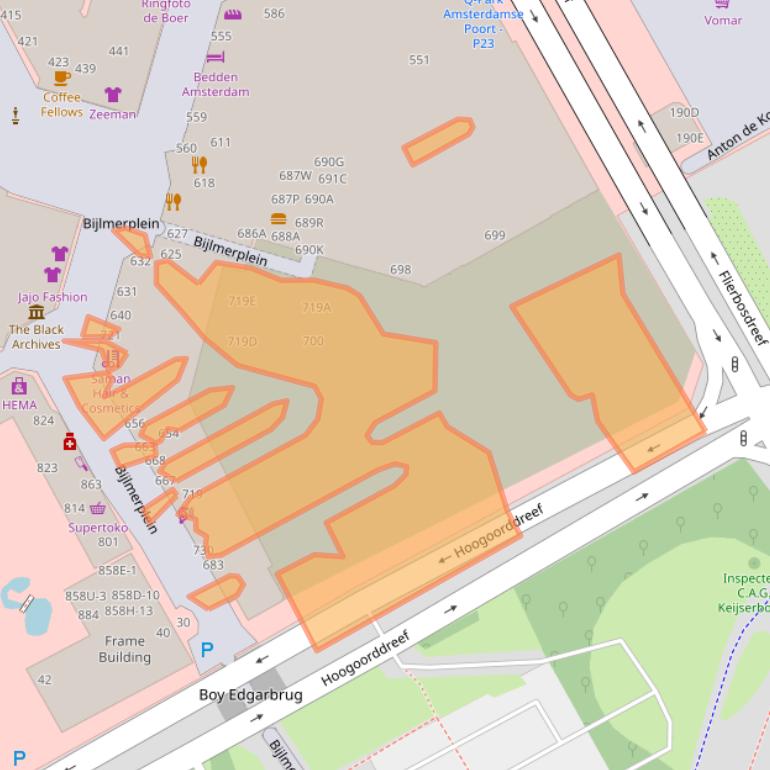 Kaart van postcodegebied 1102MA.