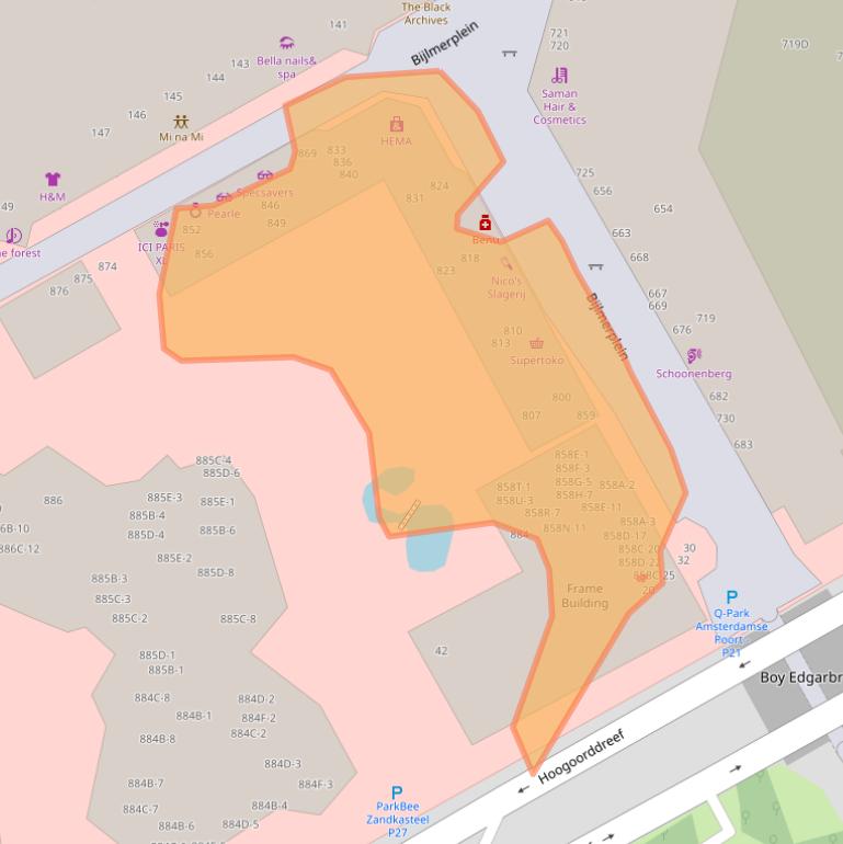 Kaart van postcodegebied 1102ME.