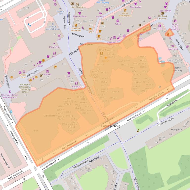 Kaart van postcodegebied 1102MG.