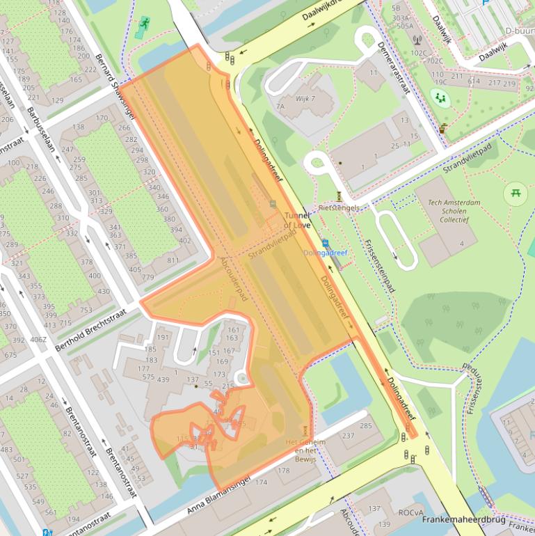 Kaart van postcodegebied 1102RD.