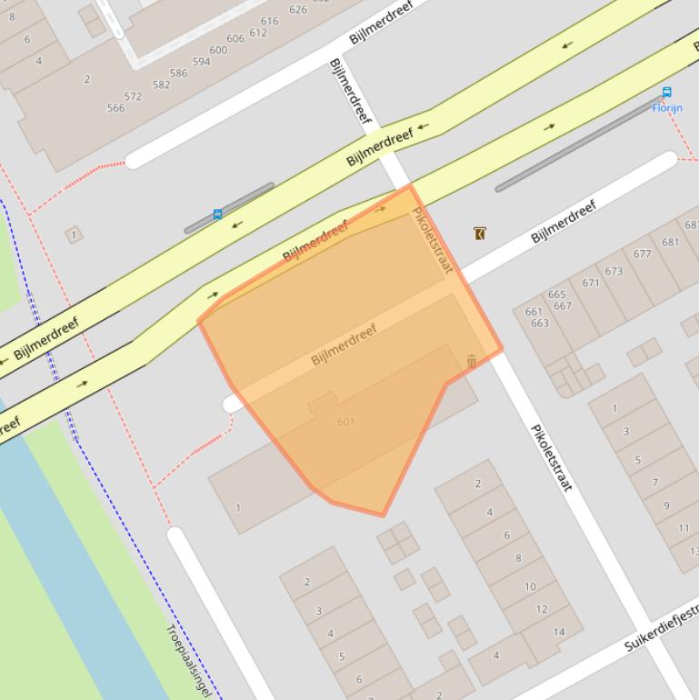 Kaart van postcodegebied 1102RP.