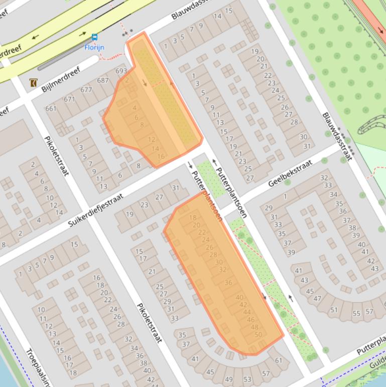 Kaart van postcodegebied 1102SK.