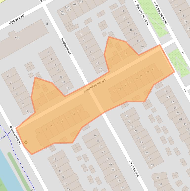 Kaart van postcodegebied 1102SL.