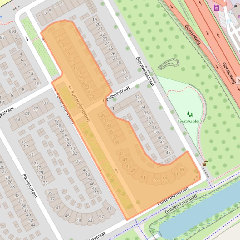 Kaart van postcodegebied 1102SN.