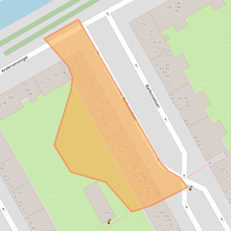 Kaart van postcodegebied 1102TX.