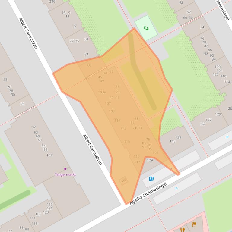 Kaart van postcodegebied 1102WG.