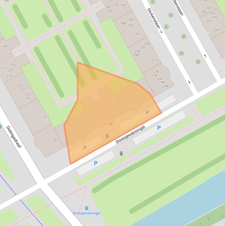 Kaart van postcodegebied 1102XJ.