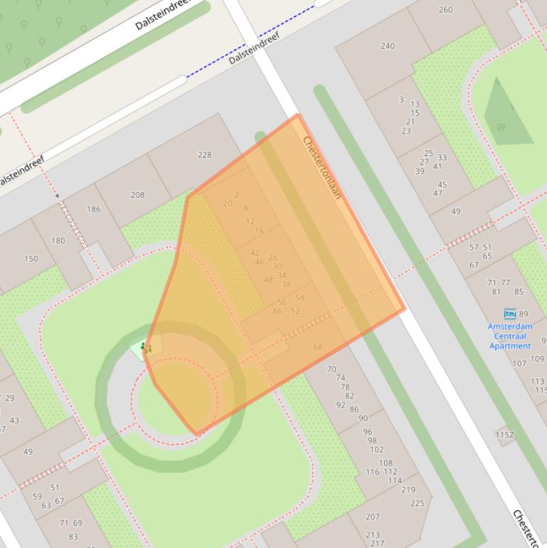 Kaart van postcodegebied 1102XZ.