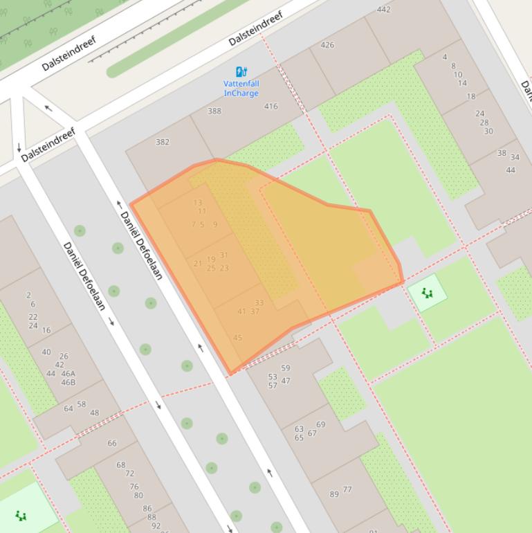 Kaart van postcodegebied 1102ZD.