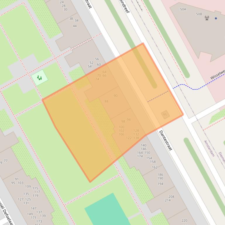 Kaart van postcodegebied 1102ZP.