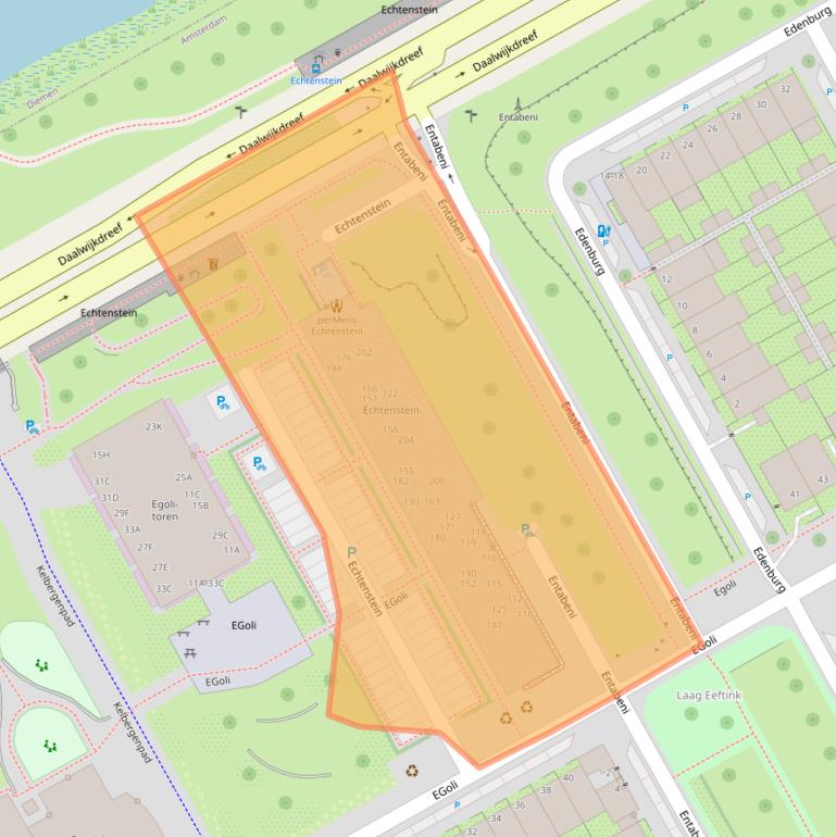Kaart van postcodegebied 1103AA.