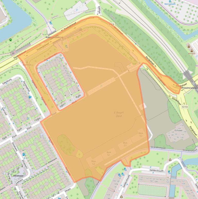 Kaart van postcodegebied 1103AK.