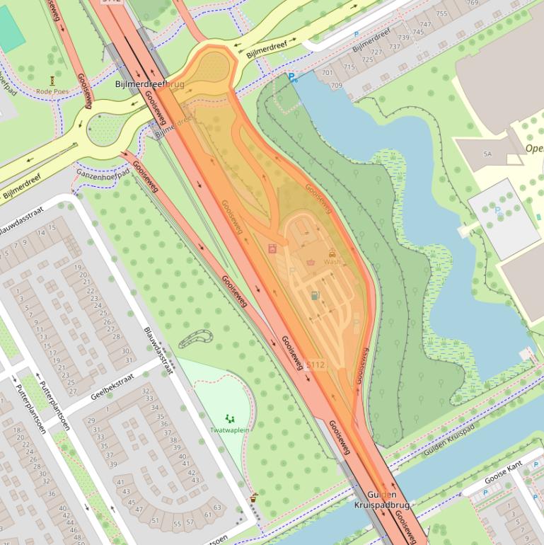 Kaart van postcodegebied 1103BZ.