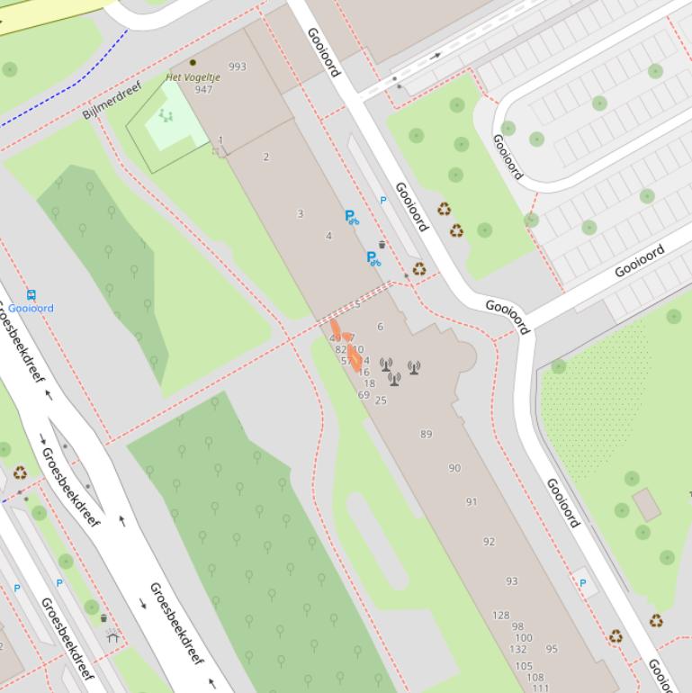 Kaart van postcodegebied 1103CC.