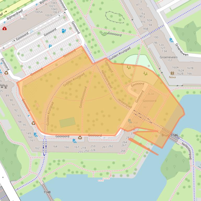 Kaart van postcodegebied 1103CX.