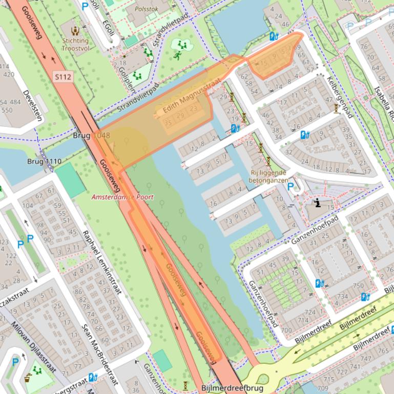 Kaart van postcodegebied 1103DA.