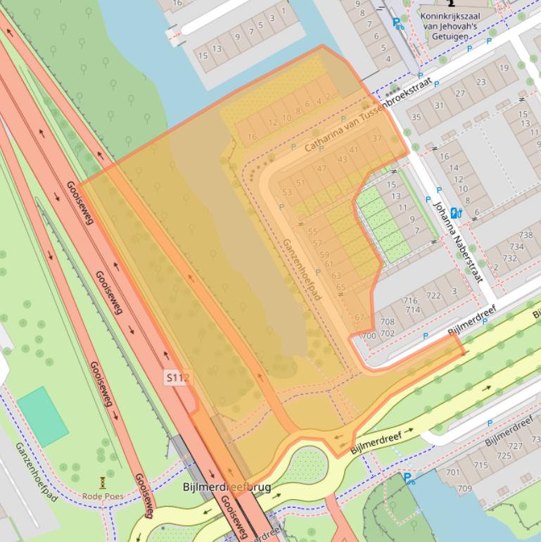 Kaart van postcodegebied 1103DM.