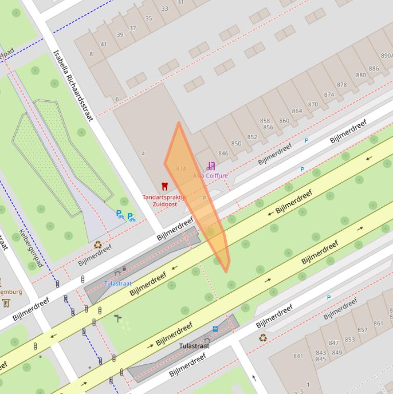 Kaart van postcodegebied 1103DT.