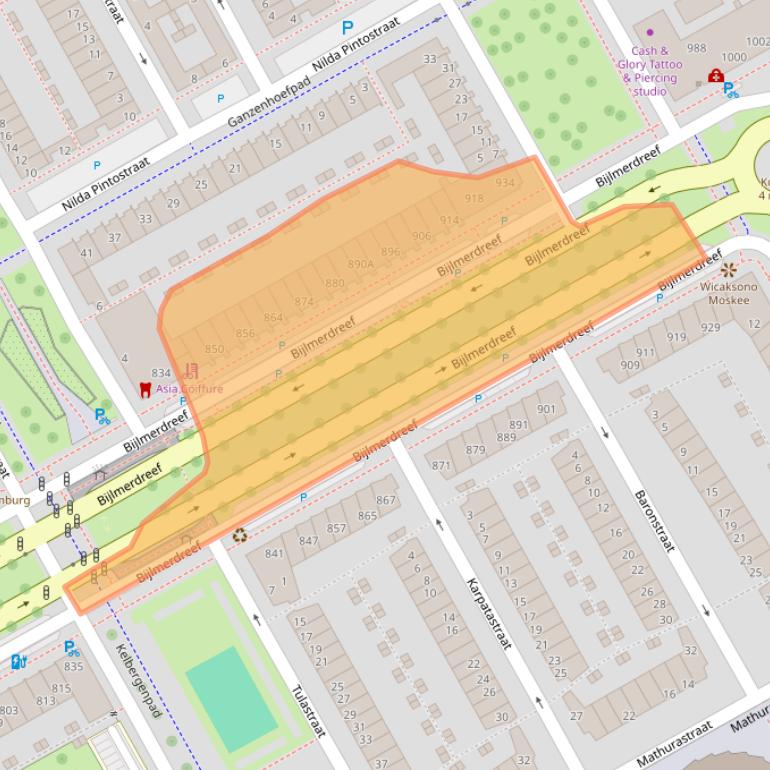 Kaart van postcodegebied 1103DV.