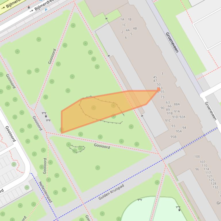 Kaart van postcodegebied 1103EB.