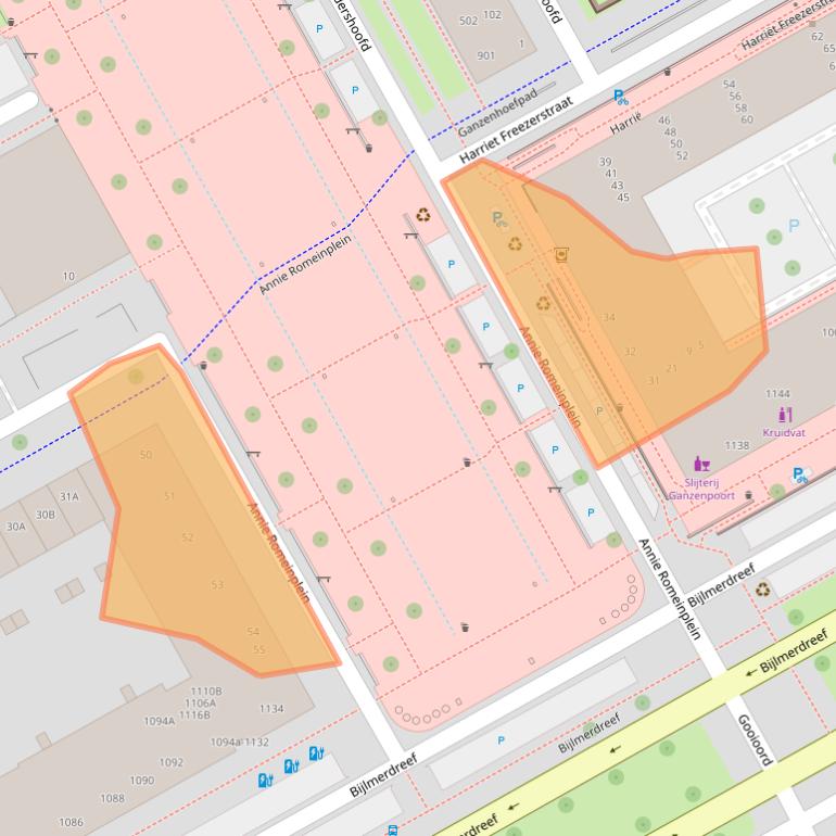 Kaart van postcodegebied 1103JL.