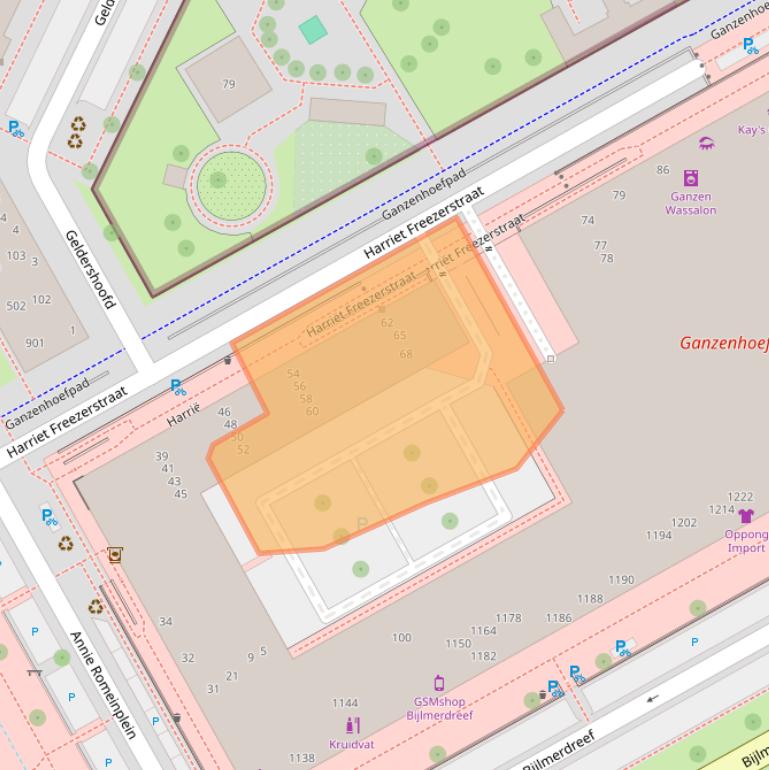 Kaart van postcodegebied 1103JM.