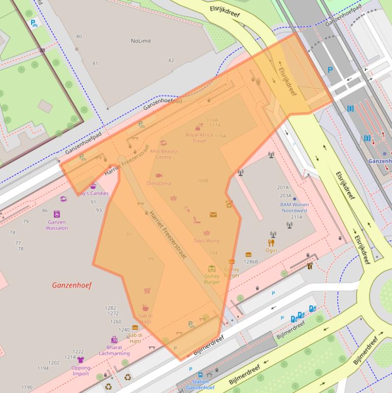 Kaart van postcodegebied 1103JP.