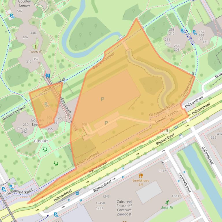 Kaart van postcodegebied 1103KA.