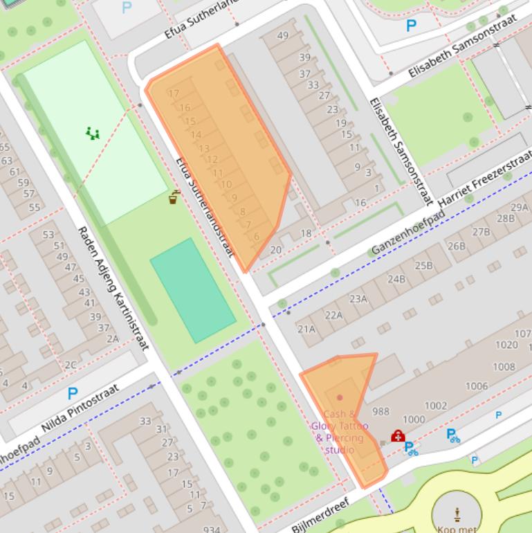 Kaart van postcodegebied 1103MP.