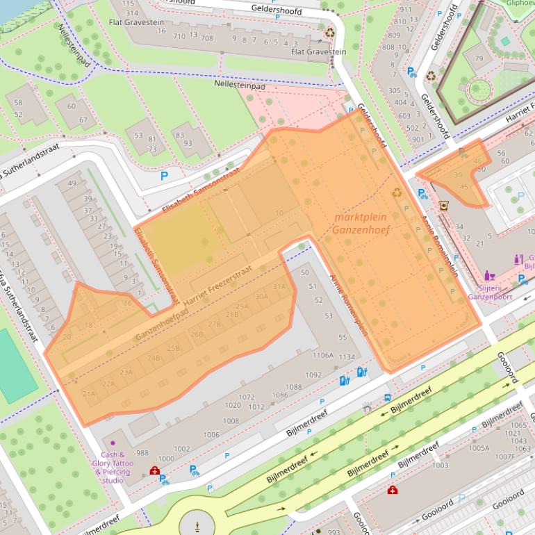 Kaart van postcodegebied 1103MS.